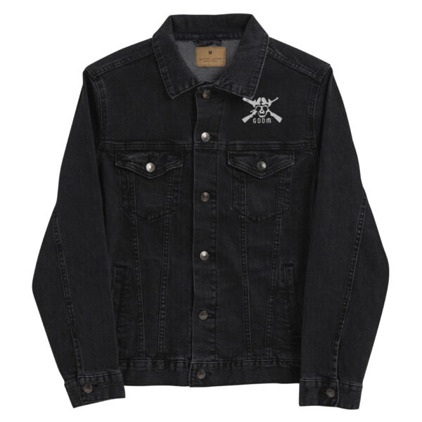 unisex denim jacket black denim front 642d00c472136