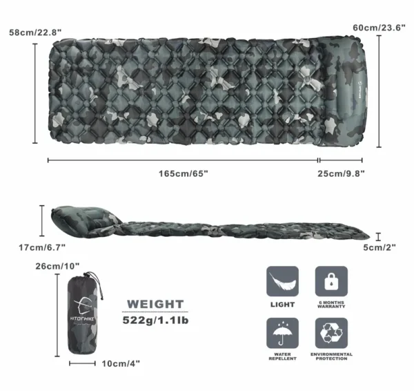 Outdoor Sleeping Pad Camping Inflatable Mattress with Pillows Travel Mat Folding Bed Ultralight Air Cushion Hiking.jpg