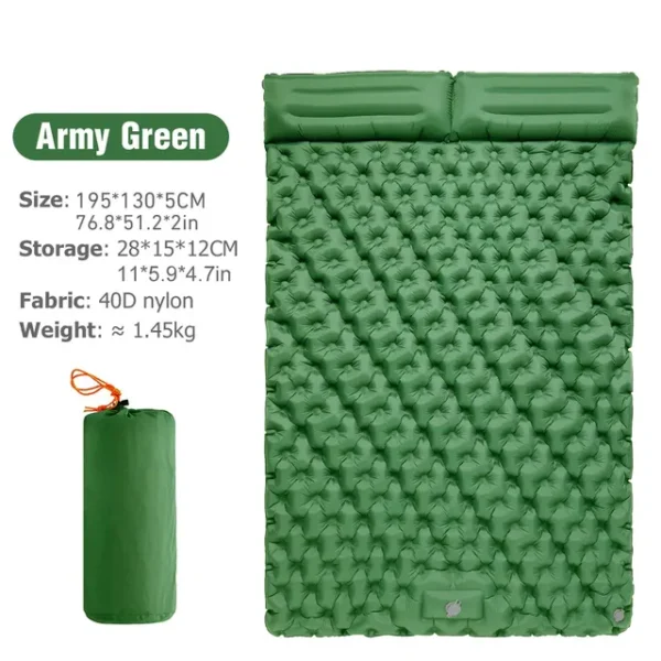 WESTTUNE Double Inflatable Mattress with Built in Pillow Pump Outdoor Sleeping Pad Camping Air Mat